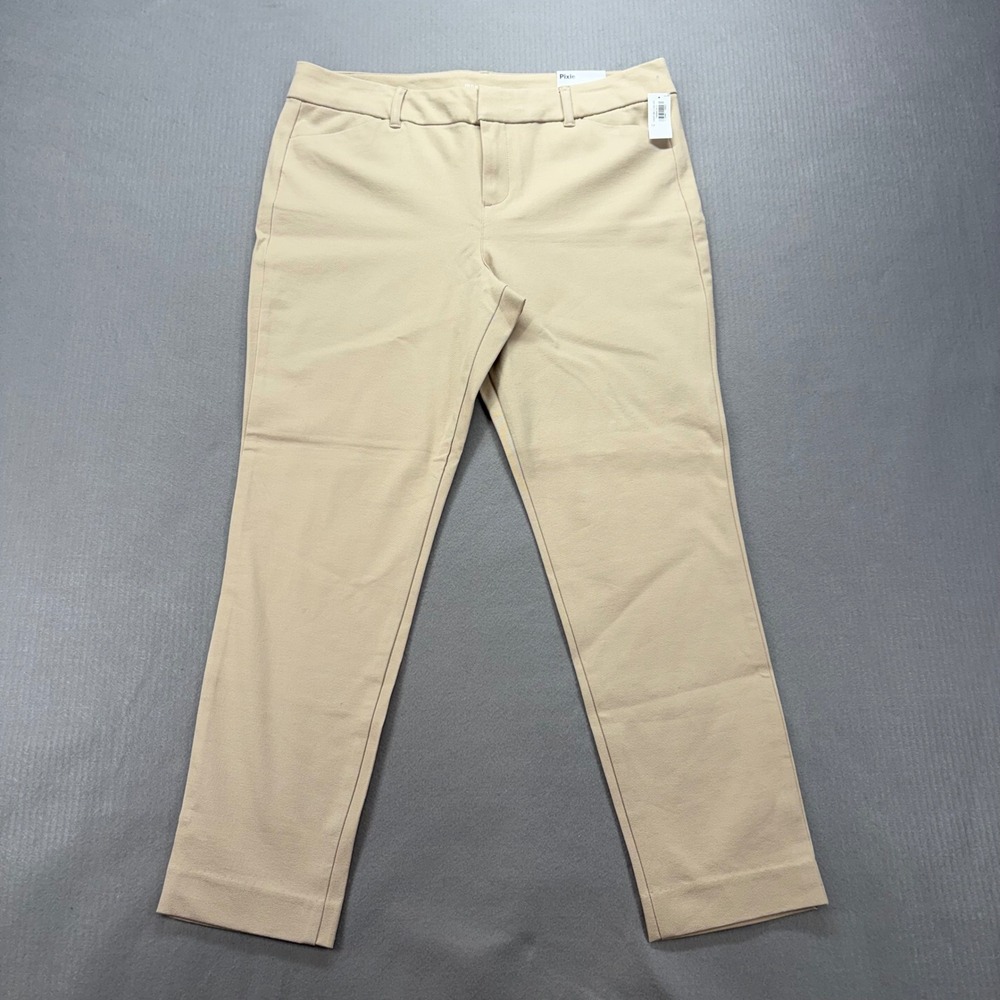 Old Navy Pixie Ankle Pants Womens 12 Tan Rolled Oats Mid Rise Tapered 525427-85